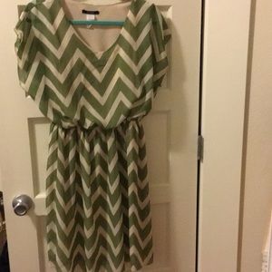 Chevron green and tan cute dress